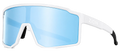 ZION Blaze Blanc Mat, verre bleu glacier polarisé Island Vision