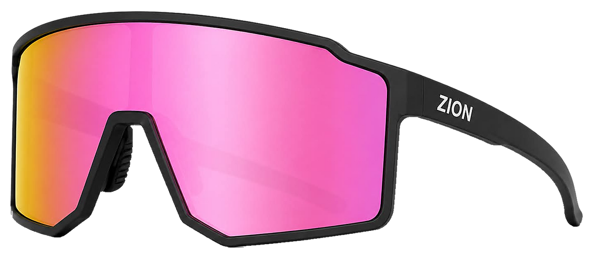 ZION Blaze Noir Mat, verre miroir rose polarisé Island Vision